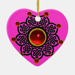 GOTHIC SUN Red Ruby Gem Keramik Ornament