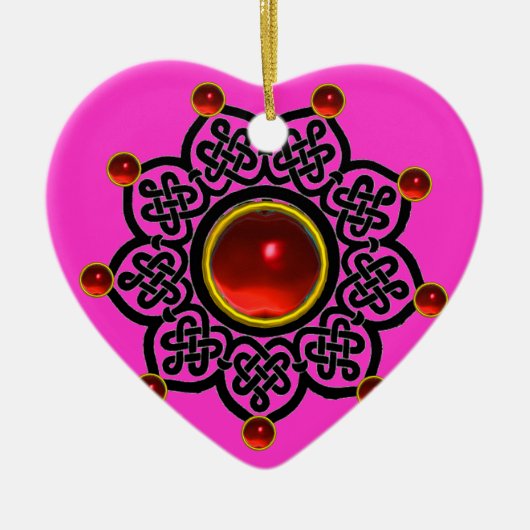GOTHIC SUN Red Ruby Gem Keramik Ornament (Vorne)
