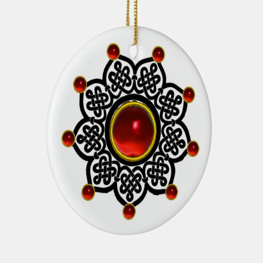 GOTHIC SUN Red Ruby Gem Keramik Ornament (Rechts)