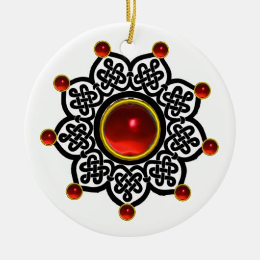 GOTHIC SUN Red Ruby Gem Keramik Ornament (Vorne)
