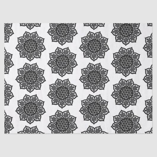 GOTHIC SUN Schwarz-weiße keltische Knochen Seidenpapier (Vorderseite)