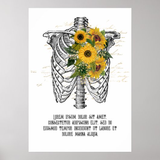 Gothic Sunflower Skeleton Poster (Vorne)