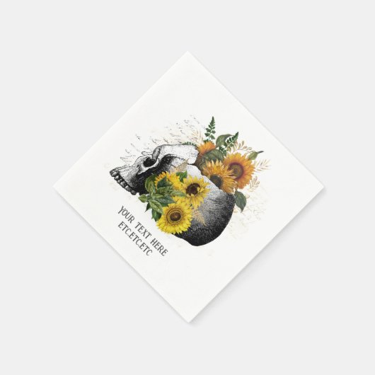 Gothic Sunflower Skeleton Serviette (Ecke)