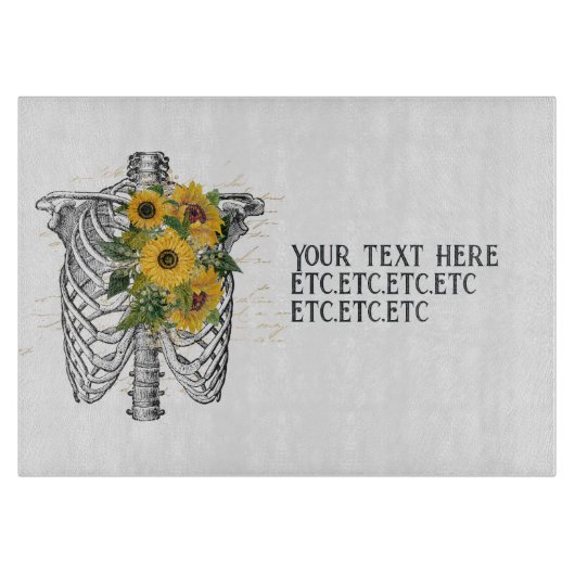 Gothic Sunflower Skelett Schneidebrett (Vorderseite)