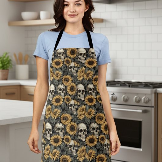 Gothic Sunflower Skull Blume Muster Schürze
