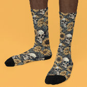 Gothic Sunflower Skull Blume Muster Socken