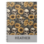 Gothic Sunflower Skull Personalisiertes Monogramm Notizblock (Vorderseite)