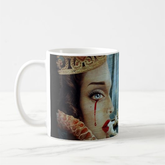 Gothic Surreal Unique Collage Sad Queen of Hearts Kaffeetasse (Links)
