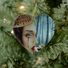 Gothic Surreal Unique Collage Sad Queen of Hearts Keramik Ornament