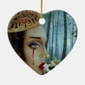 Gothic Surreal Unique Collage Sad Queen of Hearts Keramik Ornament (Hinten)