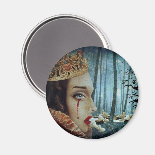 Gothic Surreal Unique Collage Sad Queen of Hearts Magnet (Vorderseite/Rückseite)