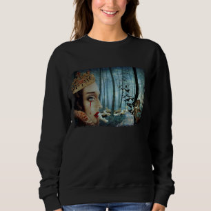 Gothic Surreal Unique Collage Sad Queen of Hearts Sweatshirt