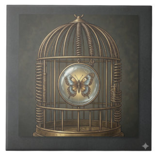 Gothic Surrealismus Schmetterling Vogelkäfig Fine Fliese