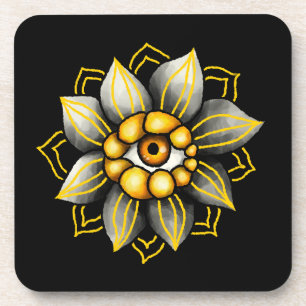 Gothic Surrealist Flower Eye - Dunkles Cottagecore Getränkeuntersetzer