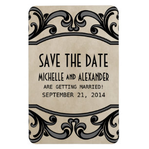 Gothic Swirls Save the Date Magnet, Grau Magnet