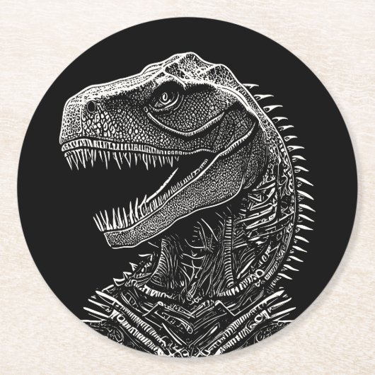 Gothic T-Rex Dinosaur Runder Pappuntersetzer (Vorderseite)