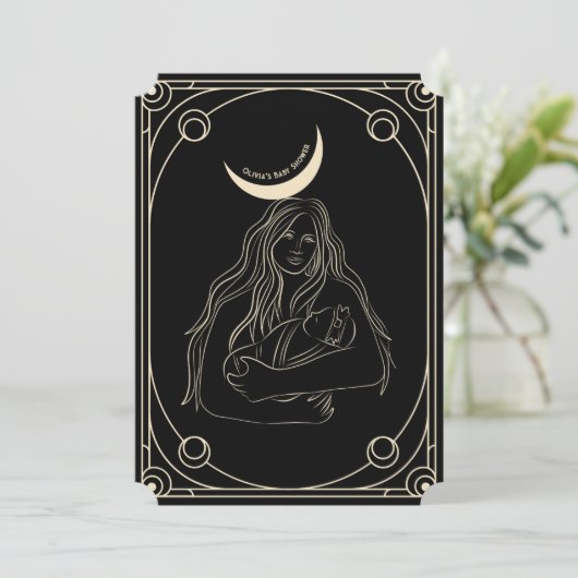 Gothic, Tarot-Card-Babydusche Einladung (Stehend Vorderseite)