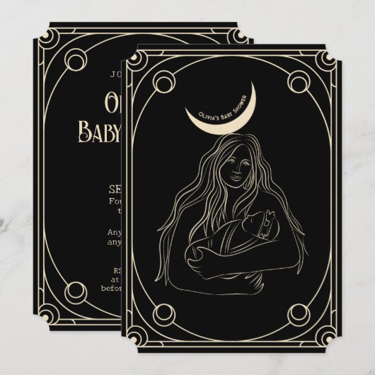 Gothic, Tarot-Card-Babydusche Einladung (Vorne/Hinten)