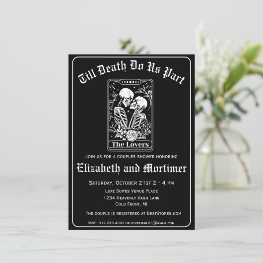 Gothic Tarot Card Couples Dusche Einladung (Stehend Vorderseite)