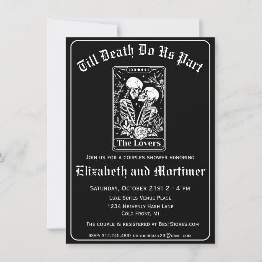 Gothic Tarot Card Couples Dusche Einladung (Vorderseite)
