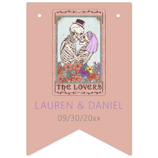 Gothic Tarot Card Lovers Names Wedding Wimpelkette (Zweite Fahne)
