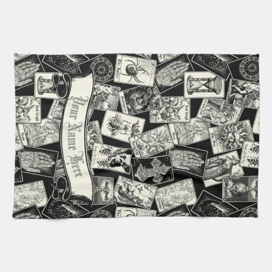 Gothic Tarot Card Viktorianisch Witchcraft Apothek Geschirrtuch (Horizontal)