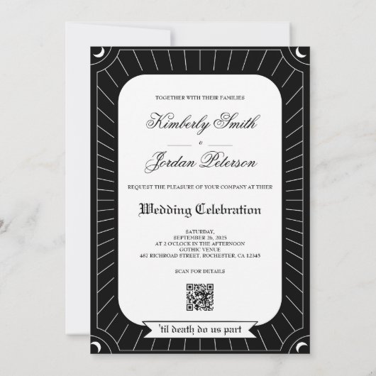Gothic Tarot Card Wedding Invitation QR Code Einladung (Rückseite)