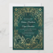Gothic Tarot Hexen Grün Hochzeit Einladung (Vorderseite)