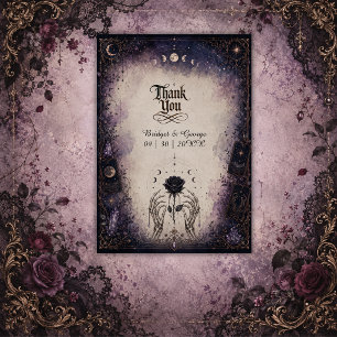 Gothic Tarot Mond Rose Skelett Hochzeit Dankeskarte