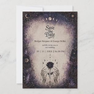 Gothic Tarot Mond Rose Skelett Hochzeit Einladung