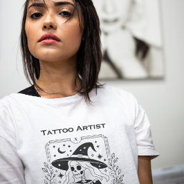 Gothic Tarot Skeleton Mystical Celestial Floral T-Shirt