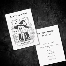 Gothic Tarot Skeleton Mystical Celestial Floral Visitenkarte