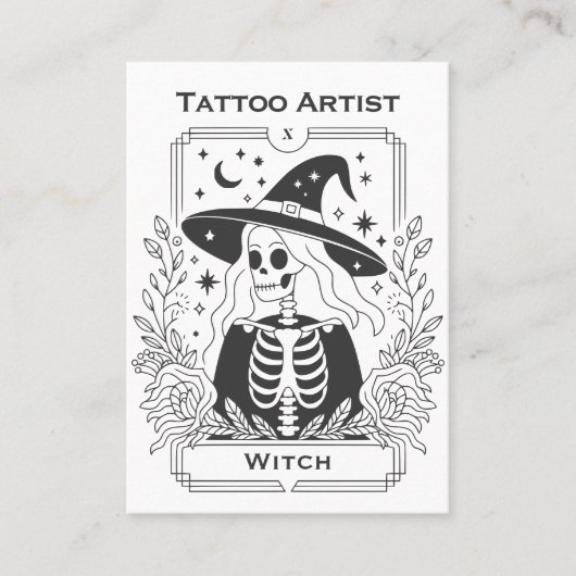 Gothic Tattoo Black and White Hexe Tarot Design Visitenkarte (Vorderseite)