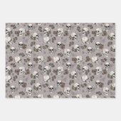 Gothic Taupe Gray Skulls and Stripes Halloween Geschenkpapier Set (Vorderseite 3)