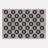 Gothic Taupe Gray Skulls and Stripes Halloween Geschenkpapier Set (Vorderseite)
