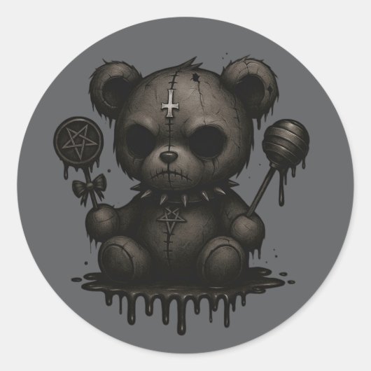 Gothic Teddy Bar Sticker (Vorderseite)