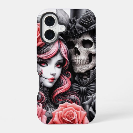 Gothic Telefon-Hülle mit Skelett-Pärchen iPhone 16 Hülle (Rückseite)