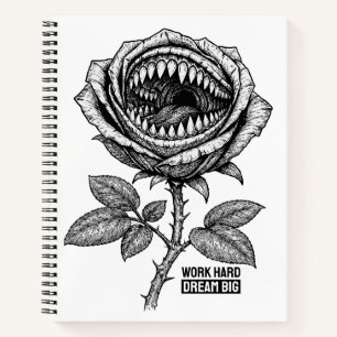 Gothic Teufelsrose Aufkleber – Dunkle Horrorblume Notizblock