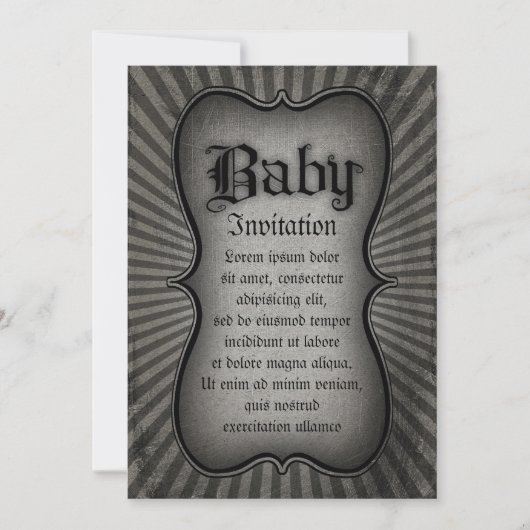 Gothic Text Baby Einladung (Vorderseite)
