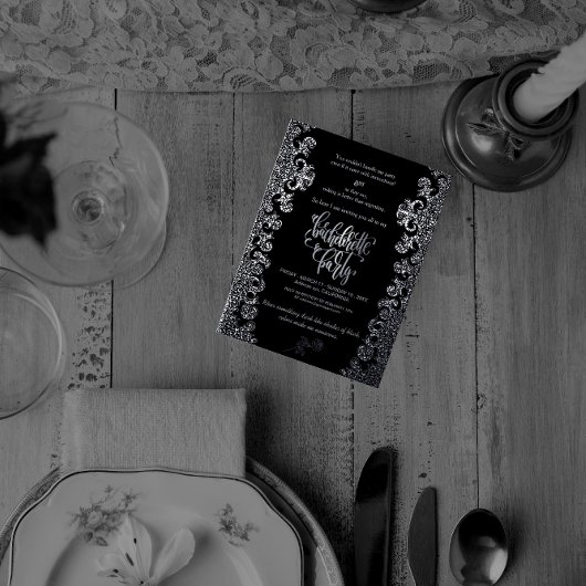 Gothic Theme Black Junggeselinnen-Abschied Folieneinladung