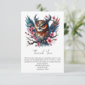 Gothic Theme Funny Owl Blumenhochzeit Dankeskarte (Stehend Vorderseite)