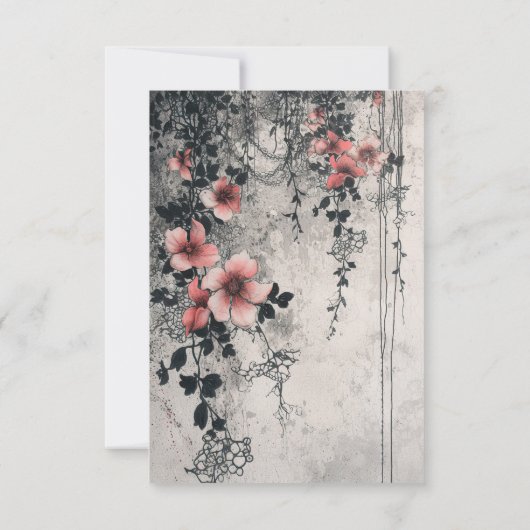 Gothic Theme Funny Owl Blumenhochzeit Dankeskarte (Rückseite)