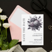 Gothic Theme Hydrangea Floral Wedding Save The Date