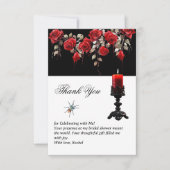 Gothic Theme Rote Rosen & Candle Brautparty Dankeskarte (Vorderseite)