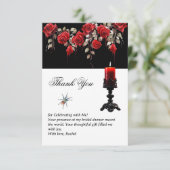 Gothic Theme Rote Rosen & Candle Brautparty Dankeskarte (Stehend Vorderseite)
