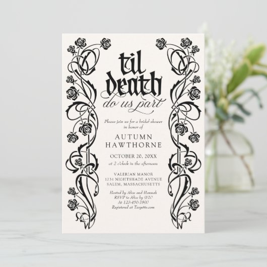 Gothic Til Death Brautparty Einladung (Stehend Vorderseite)