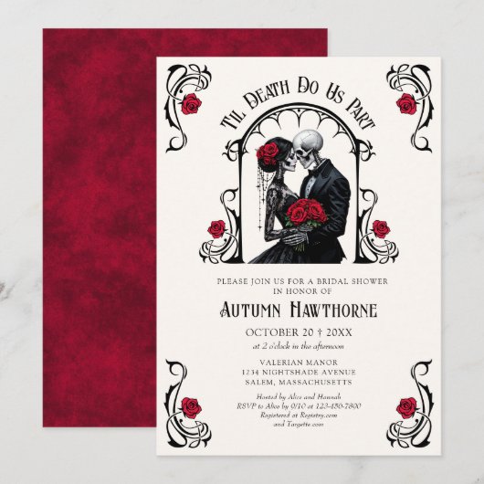 Gothic Til Death Brautparty Einladung (Vorne/Hinten)