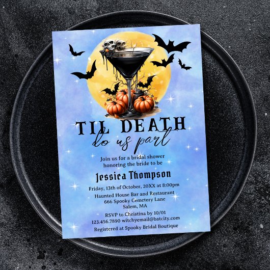 Gothic Til Death Do us Part Martini Brautparty Einladung