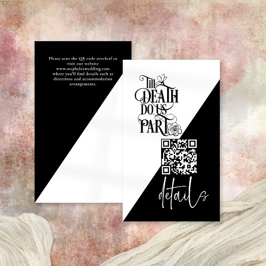 Gothic Til Death Do us Teil QR Hochzeitdetails Begleitkarte