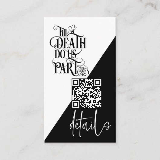 Gothic Til Death Do us Teil QR Hochzeitdetails Begleitkarte (Vorderseite)
